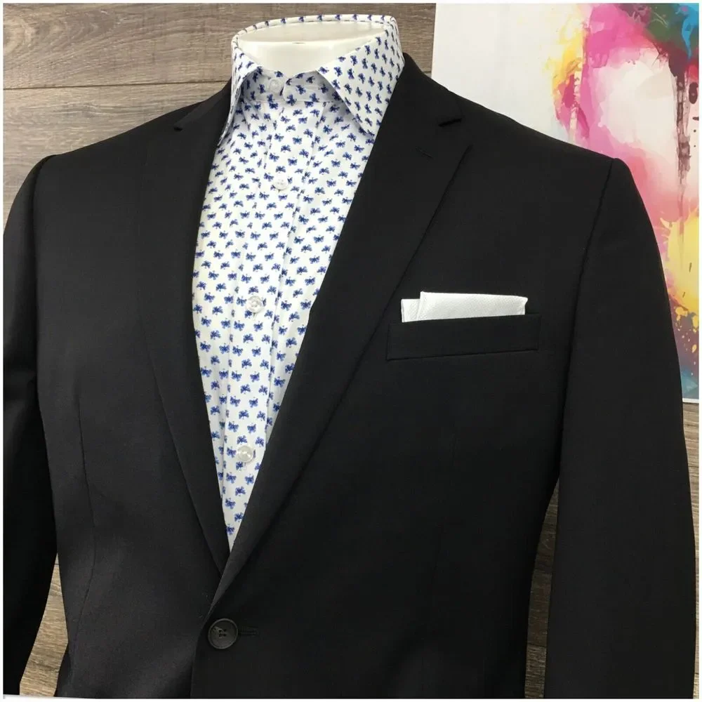 KENNETH COLE Mens Blazer Sport Coat Casual Jacket Size‎ 44L Slim Wool Suit Black